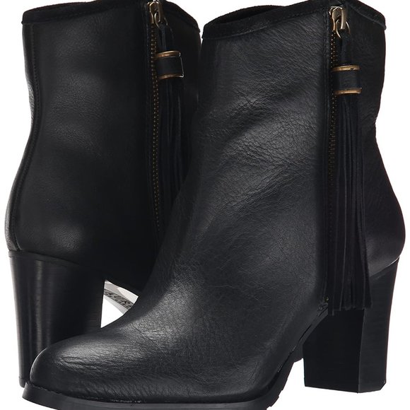 Ralph Lauren Tassel Ankle Heeled Leather Boots - Picture 2 of 9